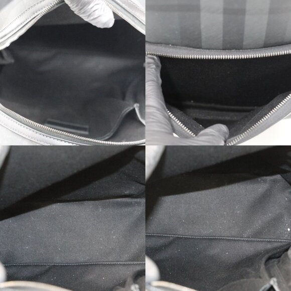 BURBERRY Rocco Charcoal Checkered E-Canvas Backpack - Picture 16 of 16